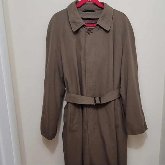 Vintage Mens CHRISTIAN DIOR Trench Coat Jacket Belted + Lining Brown Size 40